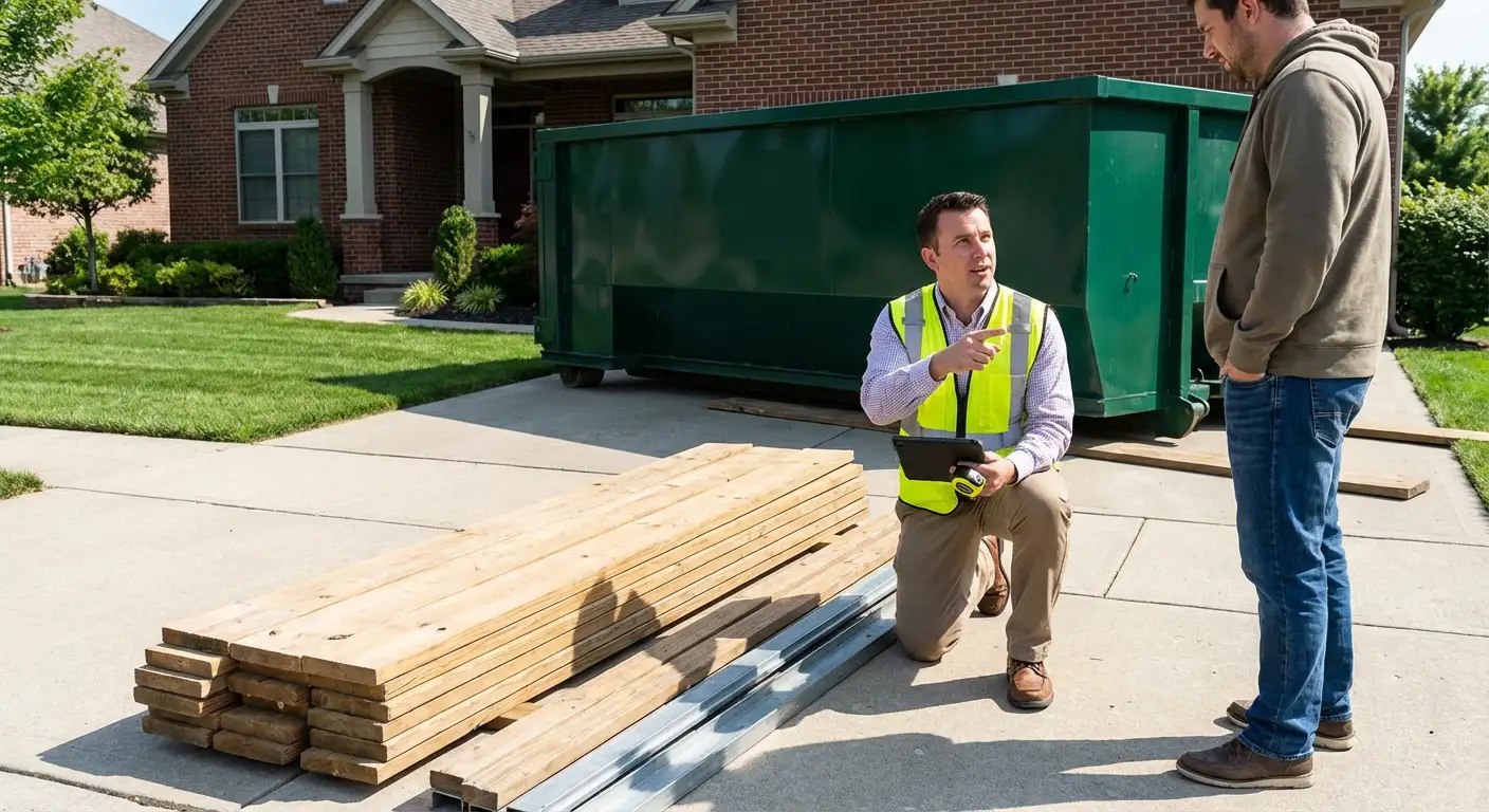Dumpster rental delivery truck in Pasco