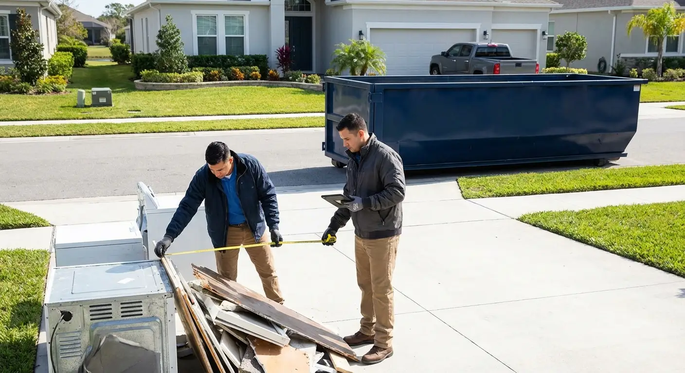 Concrete dumpster rental delivery truck in Pasco, WA